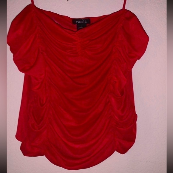NWT Rue21 red mesh ruched sheer cami L - Picture 1 of 3